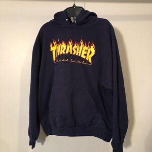 Thrasher Men's Navy Hoodie in excellent used condition.